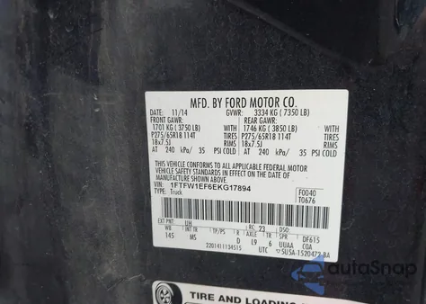 2014 Ford F-150 Xlt from USA, damaged, VIN 1FTFW1EF6EKG17894